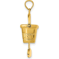 14K Yellow Gold 3D Key West Pail and Shovel Pendant with Moveable Charm by Oro Pregiato