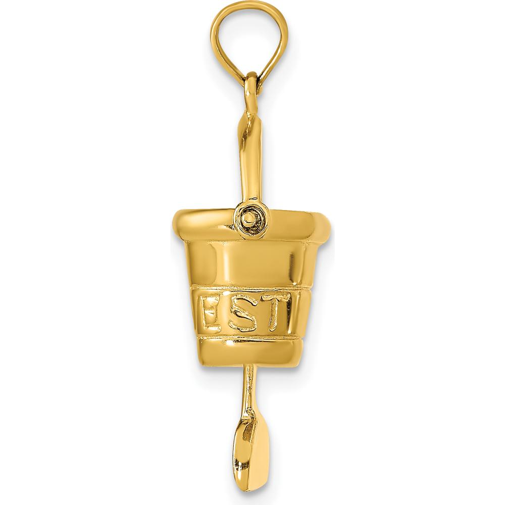 14K Yellow Gold 3D Key West Pail and Shovel Pendant with Moveable Charm by Oro Pregiato