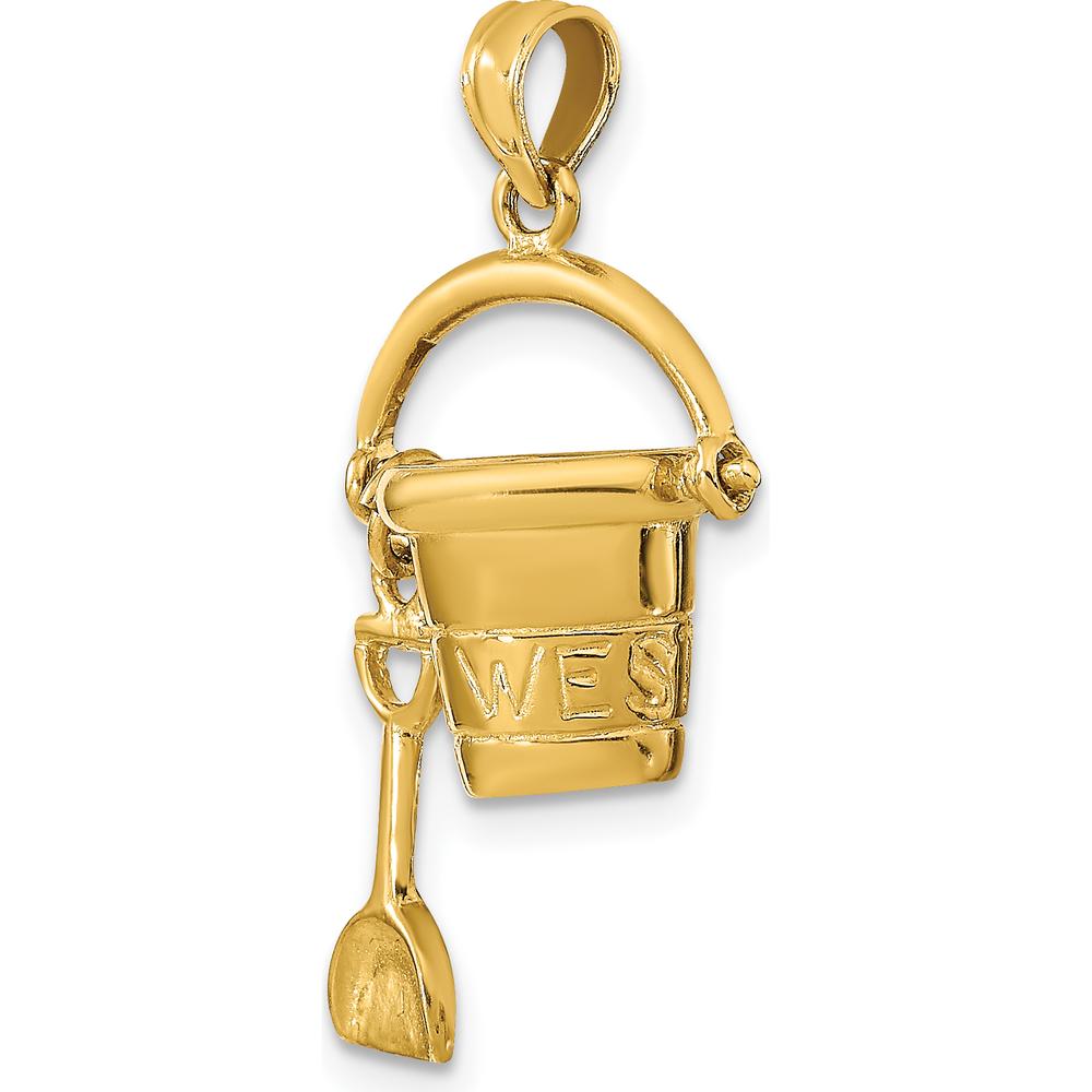 14K Yellow Gold 3D Key West Pail and Shovel Pendant with Moveable Charm by Oro Pregiato