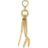 14K Yellow Gold 3D Knife, Fork, Spoon Moveable Charm - Black Enamel Accents by Oro Pregiato