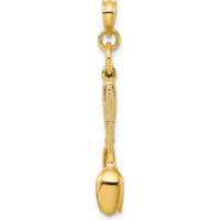 14K Yellow Gold 3D Knife, Fork, Spoon Moveable Charm - Black Enamel Accents by Oro Pregiato