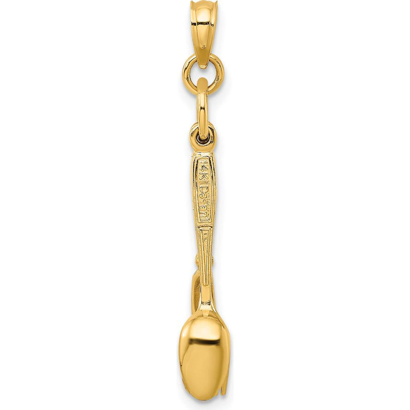 14K Yellow Gold 3D Knife, Fork, Spoon Moveable Charm - Black Enamel Accents by Oro Pregiato