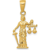 14K Yellow Gold 3D Lady of Justice Pendant with Moveable Scales - 24mm Length by Oro Pregiato