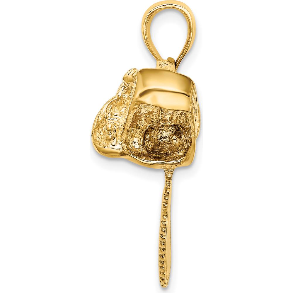 14K Yellow Gold 3D Large Chainsaw Pendant with Textured Finish - Polished Design by Oro Pregiato
