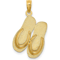 14K Yellow Gold 3D Large Key West Double Flip Flop Charm by Oro Pregiato