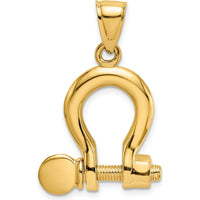 14K Yellow Gold 3D Large Shackle Link Pendant with Moveable Screw by Oro Pregiato