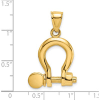 14K Yellow Gold 3D Large Shackle Link Pendant with Moveable Screw by Oro Pregiato