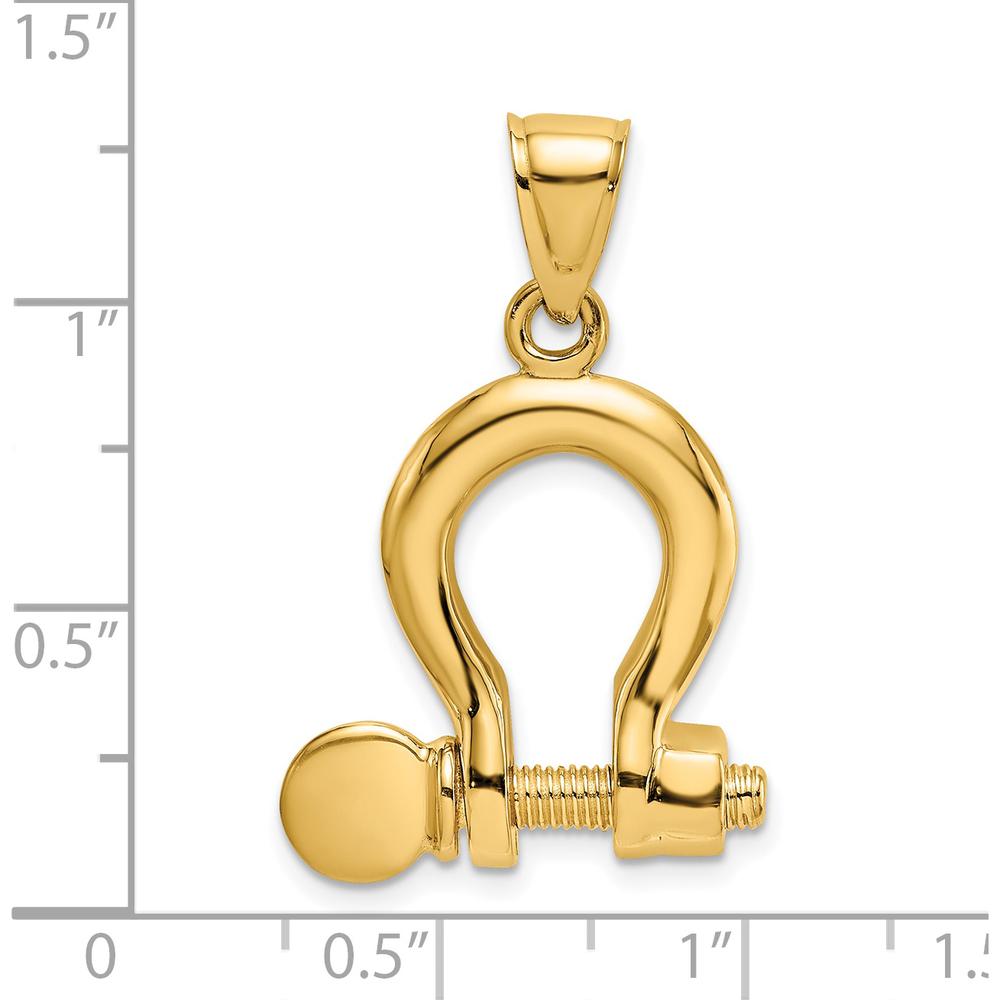 14K Yellow Gold 3D Large Shackle Link Pendant with Moveable Screw by Oro Pregiato
