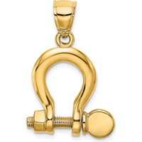 14K Yellow Gold 3D Large Shackle Link Pendant with Moveable Screw by Oro Pregiato