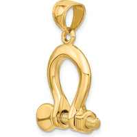 14K Yellow Gold 3D Large Shackle Link Pendant with Moveable Screw by Oro Pregiato