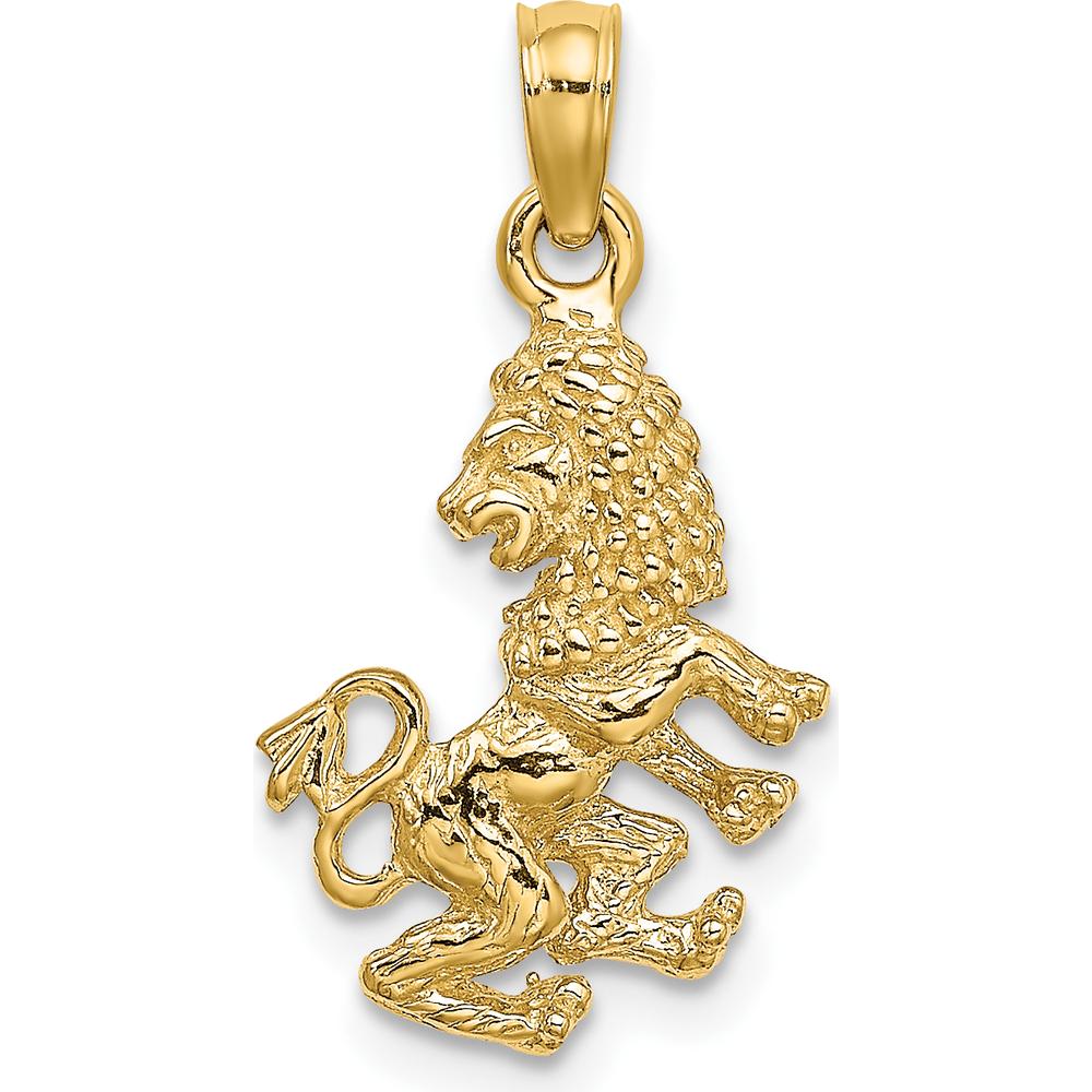 14K Yellow Gold 3D Leo Zodiac Pendant - 21.7mm Length by Oro Pregiato