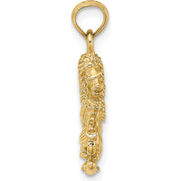 14K Yellow Gold 3D Leo Zodiac Pendant - 21.7mm Length by Oro Pregiato