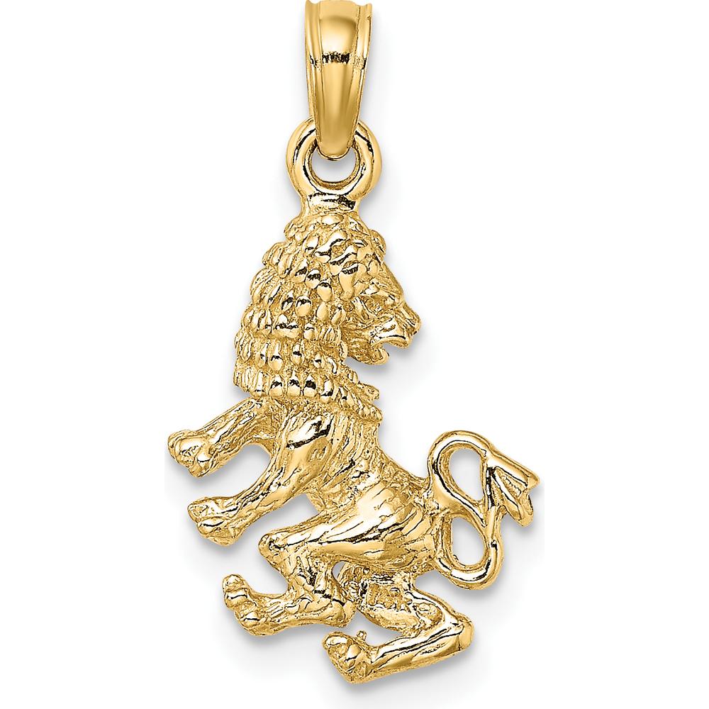14K Yellow Gold 3D Leo Zodiac Pendant - 21.7mm Length by Oro Pregiato