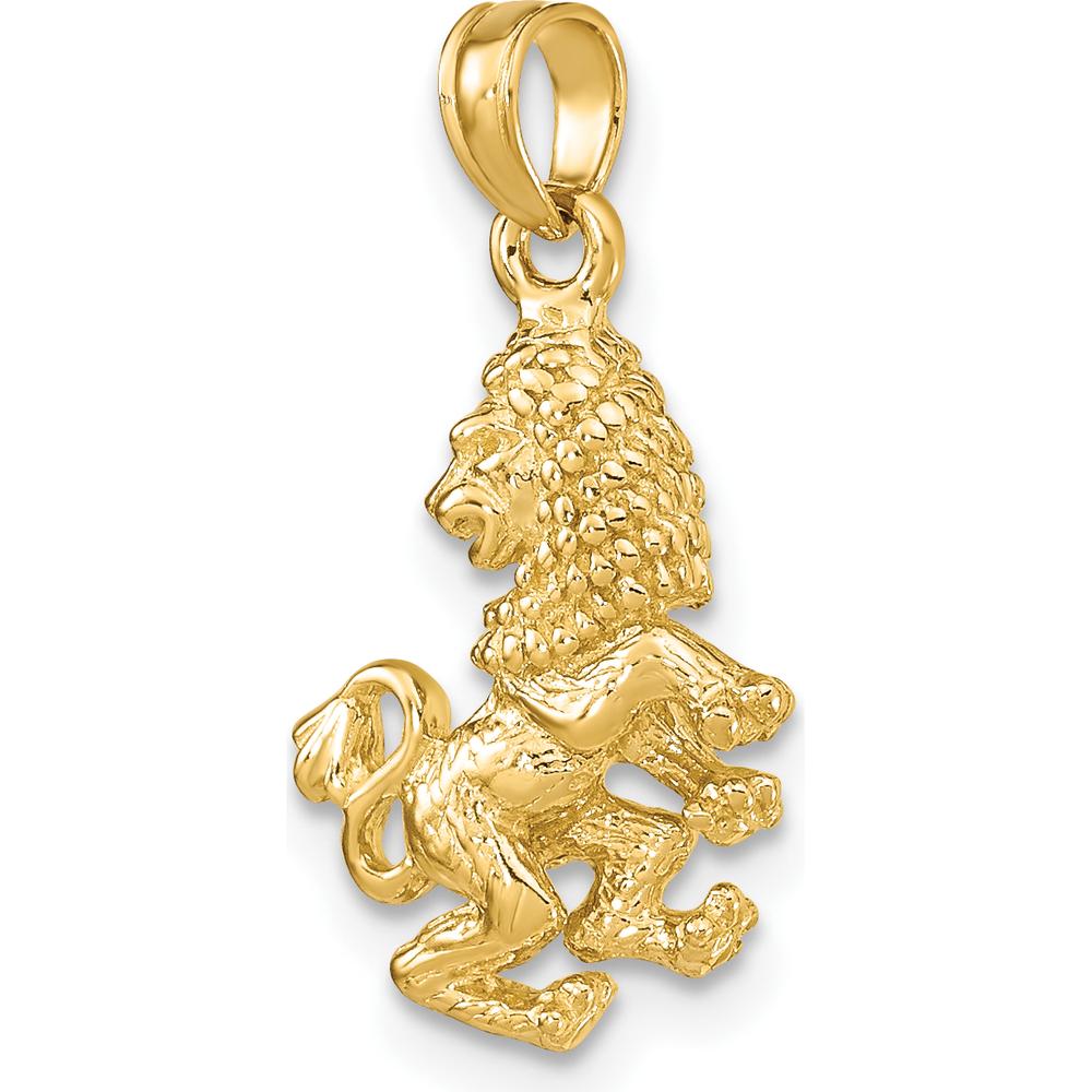 14K Yellow Gold 3D Leo Zodiac Pendant - 21.7mm Length by Oro Pregiato