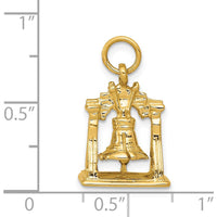 14K Yellow Gold 3D Liberty Bell Charm with Polished Finish - 17mm Length, 13mm Width by Oro Pregiato