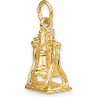 14K Yellow Gold 3D Liberty Bell Charm with Polished Finish - 17mm Length, 13mm Width by Oro Pregiato
