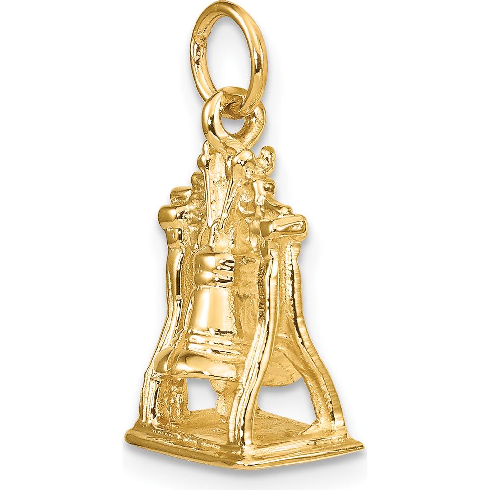 14K Yellow Gold 3D Liberty Bell Charm with Polished Finish - 17mm Length, 13mm Width by Oro Pregiato