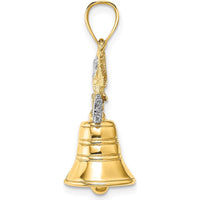 14K Yellow Gold 3D Liberty Bell Pendant with Moveable Clapper and Eagle Top by Oro Pregiato