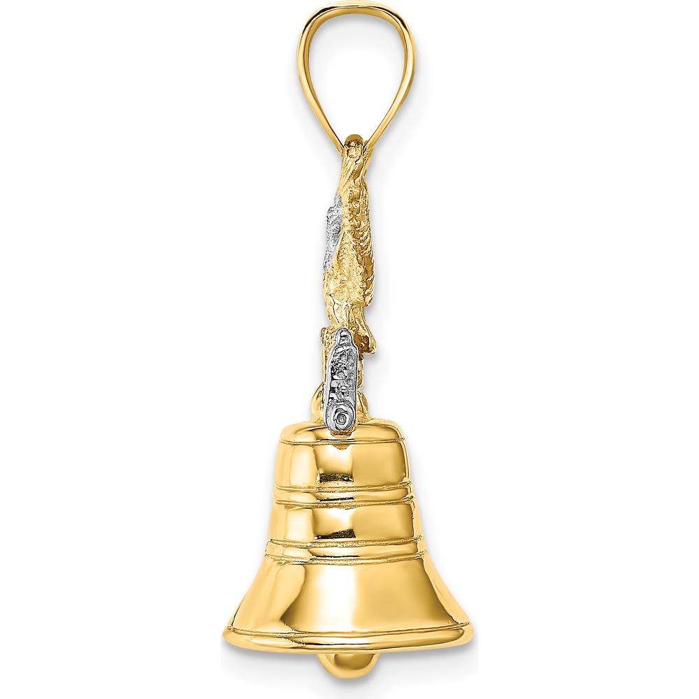 14K Yellow Gold 3D Liberty Bell Pendant with Moveable Clapper and Eagle Top by Oro Pregiato