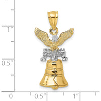 14K Yellow Gold 3D Liberty Bell Pendant with Moveable Clapper and Eagle Top by Oro Pregiato