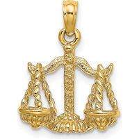 14K Yellow Gold 3D Libra Zodiac Charm with Textured Scales - 18.35mm Length by Oro Pregiato