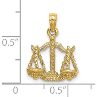 14K Yellow Gold 3D Libra Zodiac Charm with Textured Scales - 18.35mm Length by Oro Pregiato