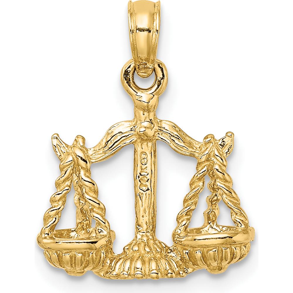 14K Yellow Gold 3D Libra Zodiac Charm with Textured Scales - 18.35mm Length by Oro Pregiato