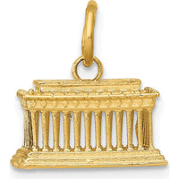 14K Yellow Gold 3D Lincoln Memorial Charm with Textured Finish