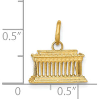 14K Yellow Gold 3D Lincoln Memorial Charm with Textured Finish