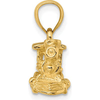 14K Yellow Gold 3D Locomotive Charm Pendant - Polished Finish, 9.8mm Length, 18.65mm Width by Oro Pregiato