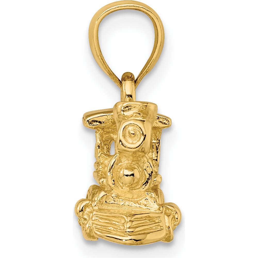 14K Yellow Gold 3D Locomotive Charm Pendant - Polished Finish, 9.8mm Length, 18.65mm Width by Oro Pregiato