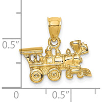 14K Yellow Gold 3D Locomotive Charm Pendant - Polished Finish, 9.8mm Length, 18.65mm Width by Oro Pregiato