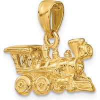 14K Yellow Gold 3D Locomotive Charm Pendant - Polished Finish, 9.8mm Length, 18.65mm Width by Oro Pregiato