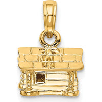14K Yellow Gold 3D Log Cabin Pendant - 15mm Length by Oro Pregiato