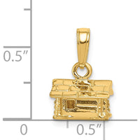 14K Yellow Gold 3D Log Cabin Pendant - 15mm Length by Oro Pregiato