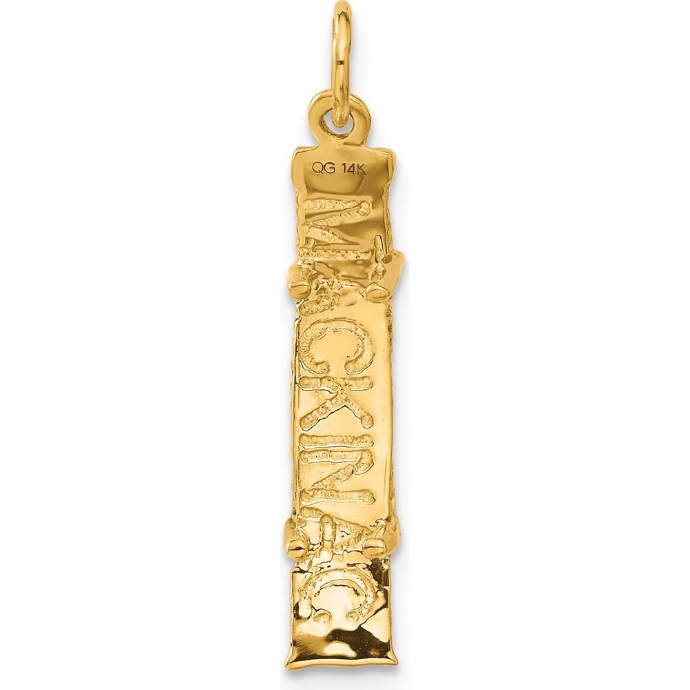 14K Yellow Gold 3D Mackinac Bridge Charm Pendant - Textured Solid Design