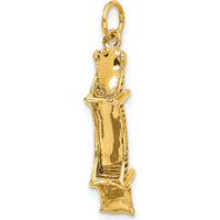 14K Yellow Gold 3D Mackinac Bridge Charm Pendant - Textured Solid Design