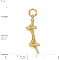 14K Yellow Gold 3D Mackinac Bridge Charm Pendant - Textured Solid Design
