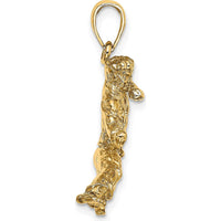 14K Yellow Gold 3D Male Karate Pendant with Textured Finish by Oro Pregiato