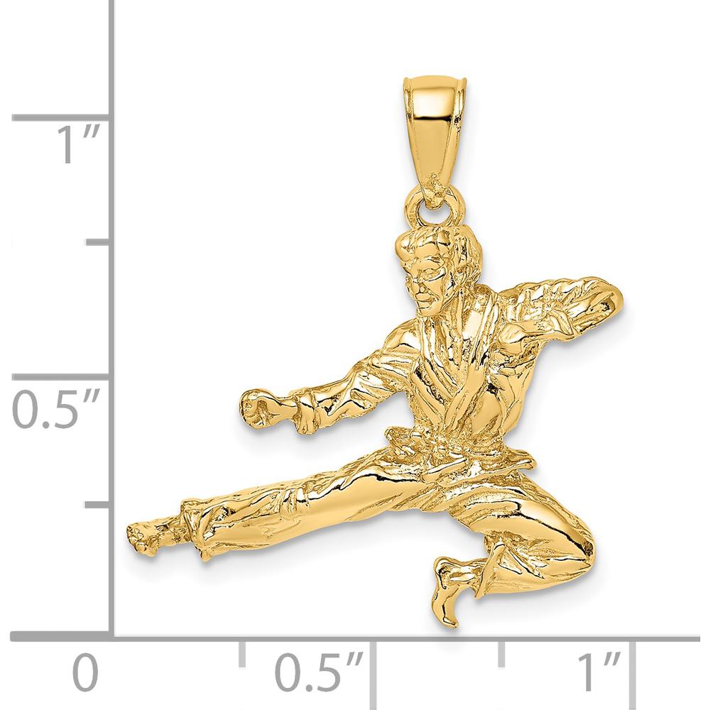 14K Yellow Gold 3D Male Karate Pendant with Textured Finish by Oro Pregiato
