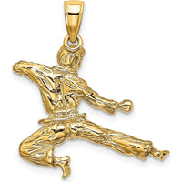 14K Yellow Gold 3D Male Karate Pendant with Textured Finish by Oro Pregiato