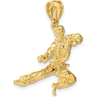 14K Yellow Gold 3D Male Karate Pendant with Textured Finish by Oro Pregiato
