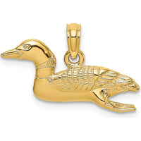 14K Yellow Gold 3D Mallard Duck Charm Pendant - Polished Finish by Oro Pregiato