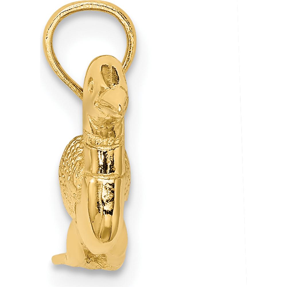 14K Yellow Gold 3D Mallard Duck Charm Pendant - Polished Finish by Oro Pregiato