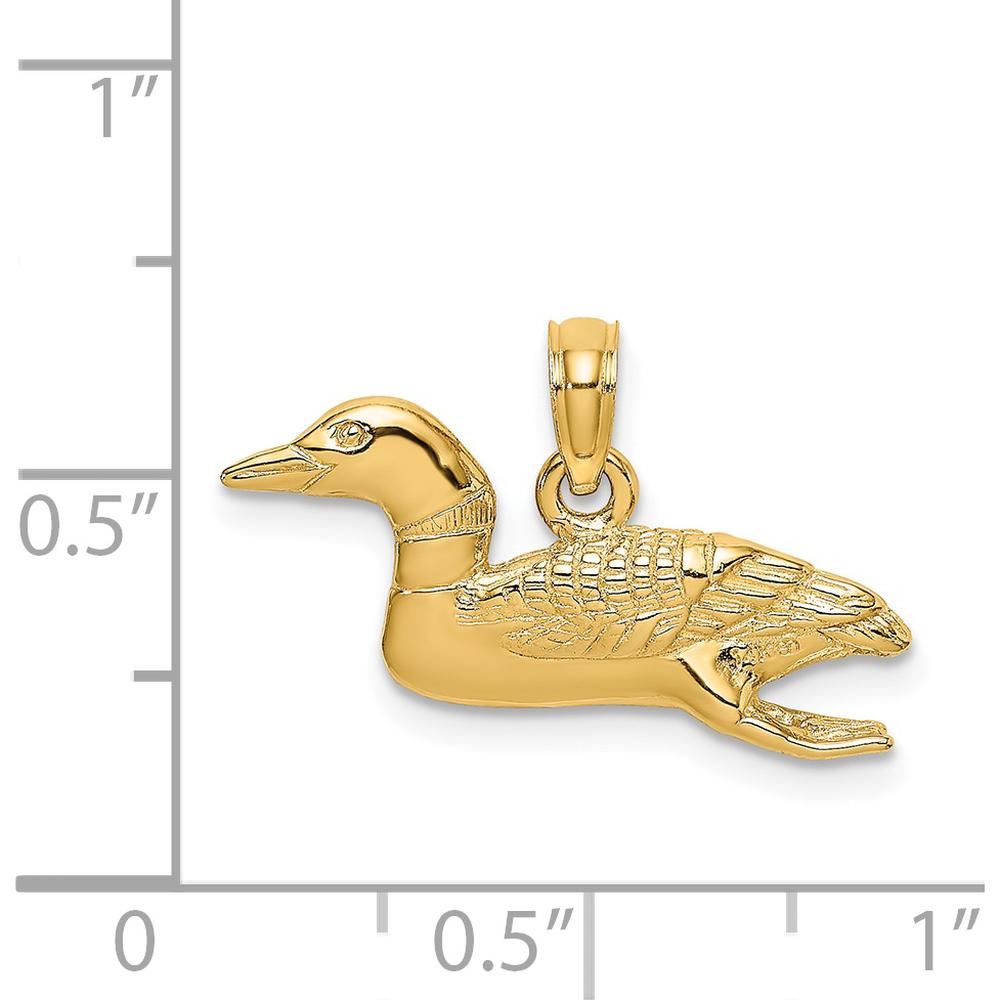 14K Yellow Gold 3D Mallard Duck Charm Pendant - Polished Finish by Oro Pregiato