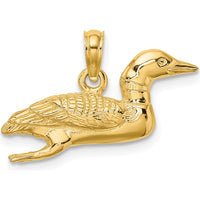 14K Yellow Gold 3D Mallard Duck Charm Pendant - Polished Finish by Oro Pregiato