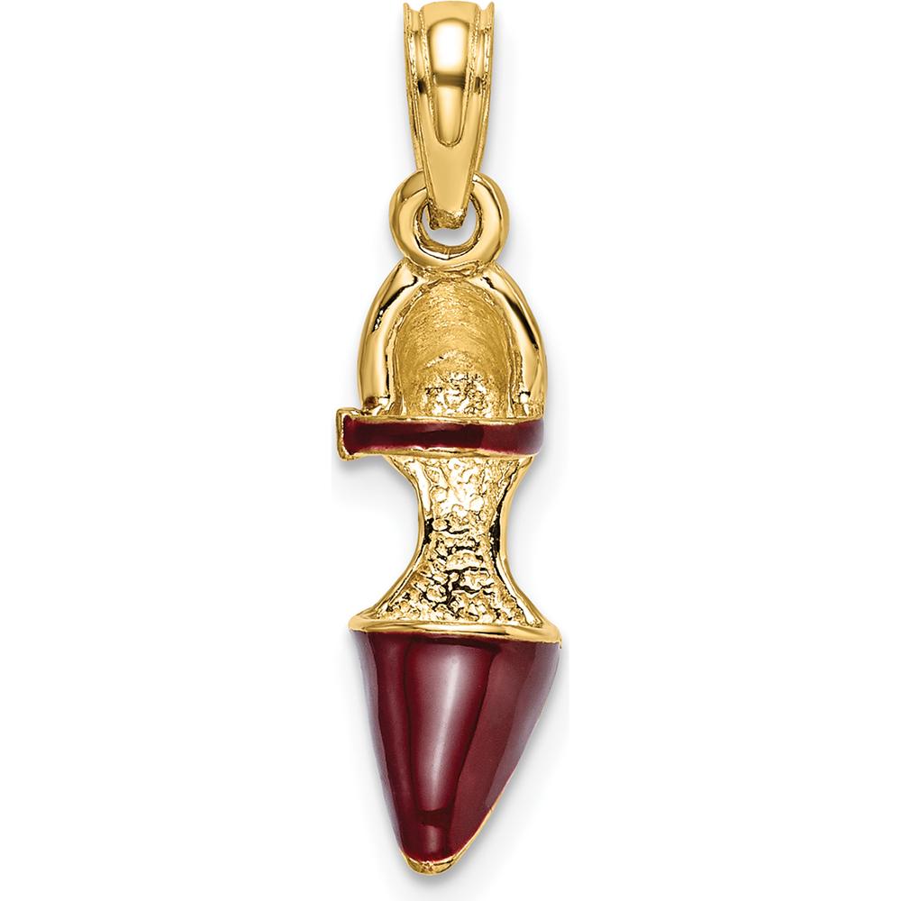 14K Yellow Gold 3D Maroon Enamel High Heel Charm - Polished Finish by Oro Pregiato