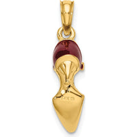 14K Yellow Gold 3D Maroon Enamel High Heel Charm - Polished Finish by Oro Pregiato