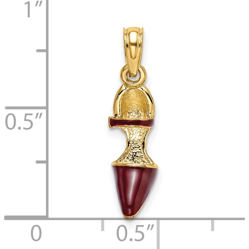 14K Yellow Gold 3D Maroon Enamel High Heel Charm - Polished Finish by Oro Pregiato