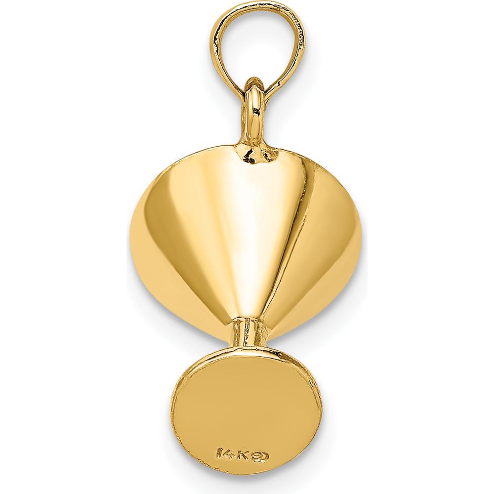 14K Yellow Gold 3D Martini Glass Pendant with Green Enameled Olive Charm by Oro Pregiato